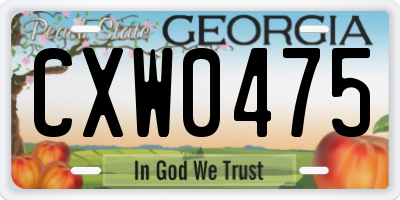 GA license plate CXW0475