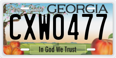 GA license plate CXW0477