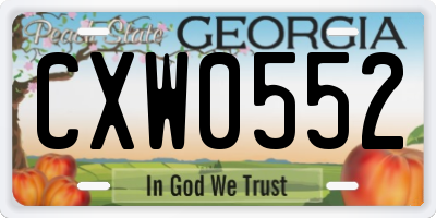 GA license plate CXW0552