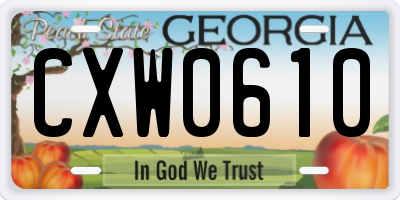 GA license plate CXW0610