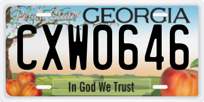 GA license plate CXW0646