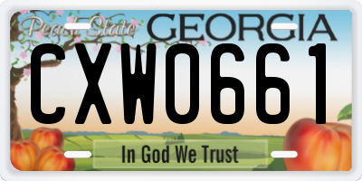 GA license plate CXW0661