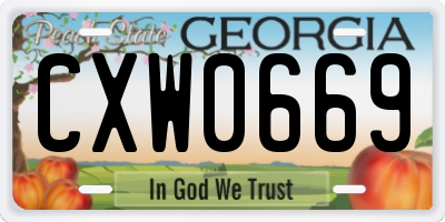 GA license plate CXW0669