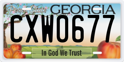 GA license plate CXW0677