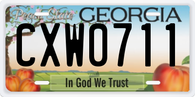 GA license plate CXW0711