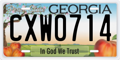 GA license plate CXW0714