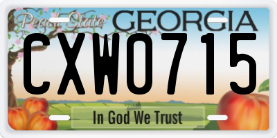 GA license plate CXW0715