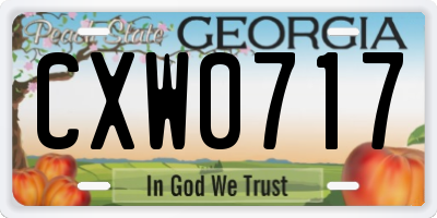GA license plate CXW0717