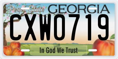 GA license plate CXW0719