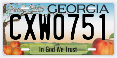 GA license plate CXW0751