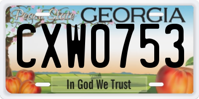 GA license plate CXW0753