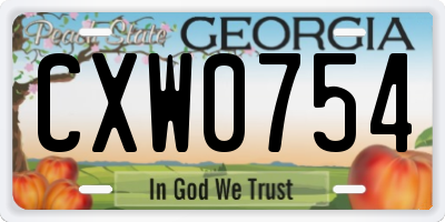 GA license plate CXW0754
