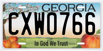 GA license plate CXW0766