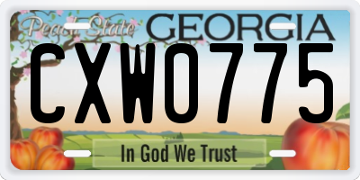 GA license plate CXW0775