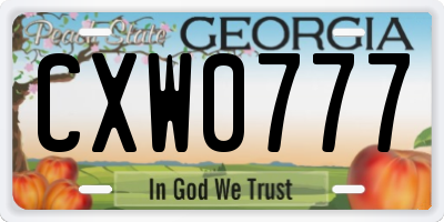 GA license plate CXW0777