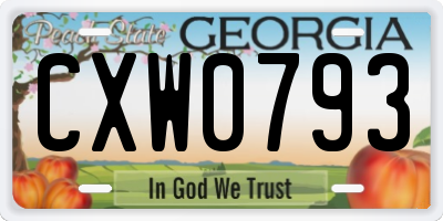 GA license plate CXW0793