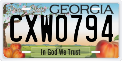 GA license plate CXW0794