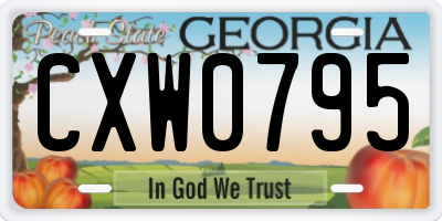 GA license plate CXW0795