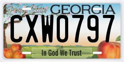 GA license plate CXW0797