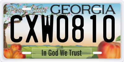 GA license plate CXW0810