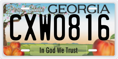 GA license plate CXW0816
