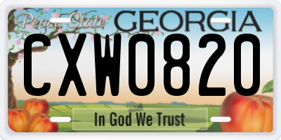 GA license plate CXW0820