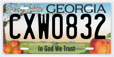 GA license plate CXW0832