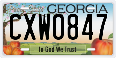 GA license plate CXW0847