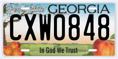 GA license plate CXW0848