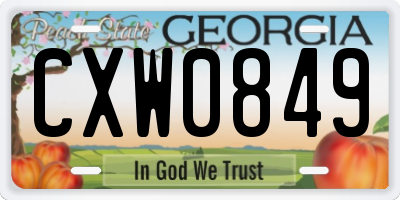 GA license plate CXW0849