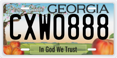 GA license plate CXW0888