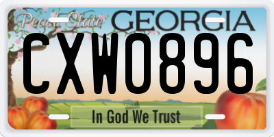 GA license plate CXW0896