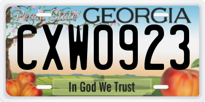 GA license plate CXW0923
