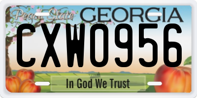 GA license plate CXW0956
