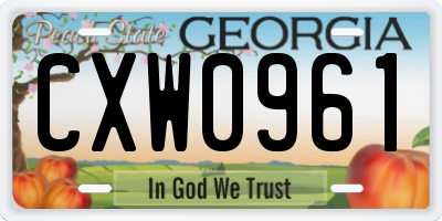 GA license plate CXW0961
