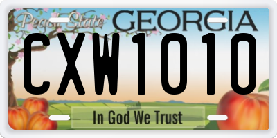 GA license plate CXW1010