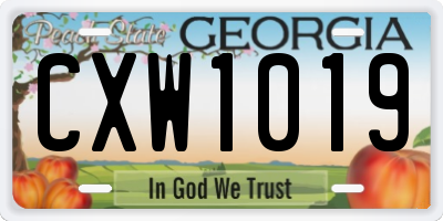 GA license plate CXW1019