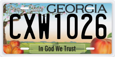 GA license plate CXW1026