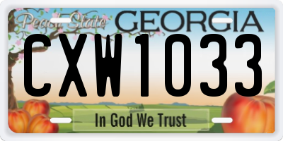 GA license plate CXW1033