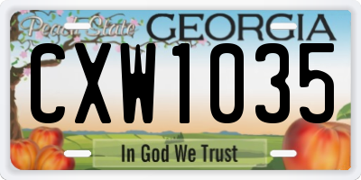 GA license plate CXW1035