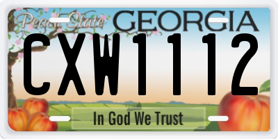 GA license plate CXW1112