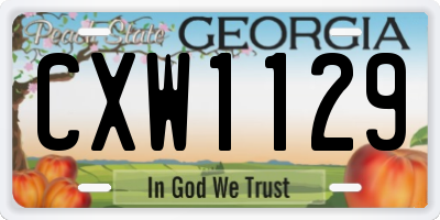 GA license plate CXW1129