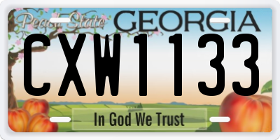 GA license plate CXW1133