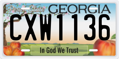GA license plate CXW1136