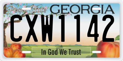 GA license plate CXW1142