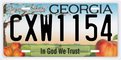 GA license plate CXW1154