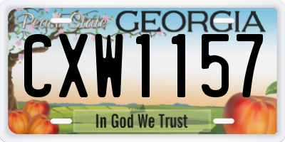 GA license plate CXW1157