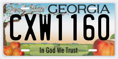 GA license plate CXW1160