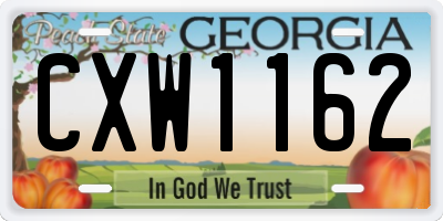GA license plate CXW1162