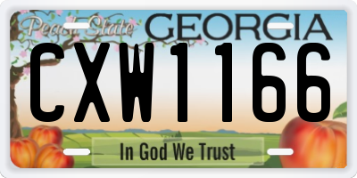 GA license plate CXW1166